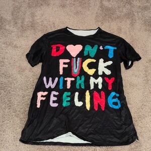 SHEIN Black Graphic Tee with Multicolor Letters